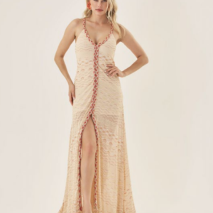 Abito lungo con spacco in viscosa rachel 4319001- PHO Firenze