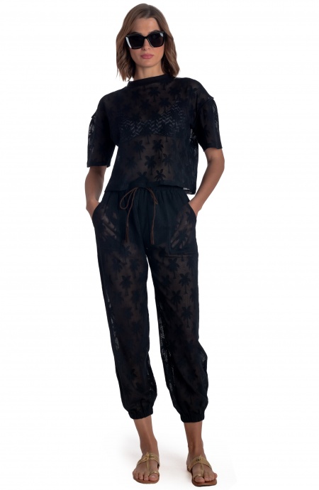Pantalone jogger ricamo palme PE165PA- Pin-Up Stars - immagine 2