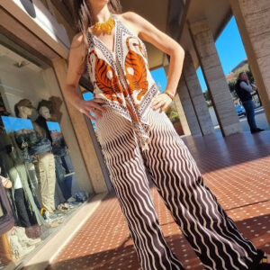 Pantalone Palazzo in Viscosa Stampa Tiger Sun PE154Pa - Pin-Up Stars