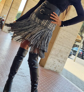 Gonna mini con frange in tessuto rachel 4322068- PHO Firenze