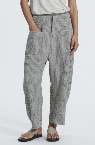 Pantalone con taschine a righe in tessuto goffrato cotone e viscosa ZA103- Transit Par Such - immagine 3