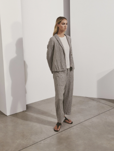 Pantalone con taschine a righe in tessuto goffrato cotone e viscosa ZA103- Transit Par Such - immagine 5