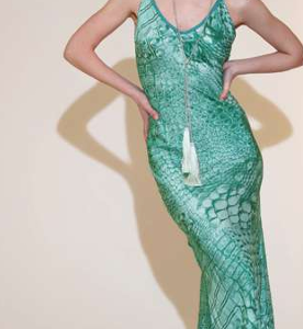 Abito lungo fantasia in viscosa 4321024 - PHO Firenze