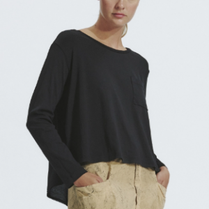 T-shirt scollo a barchetta in jersey di cotone elasticizzato con inserti in georgette CFDTRZJ197 - Transit Par Such