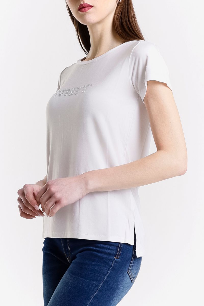 T-shirt con scritta in strass NOS MIRIA TS - Met - immagine 5