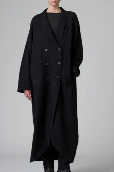 Cappotto doppiopetto oversize, collo a scialle in maglia di lana e viscosa CFDTRB9443 - Transit Par Such - immagine 3
