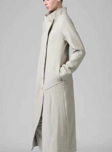 Cappotto lungo slim fit con collo alto in maglia di lana e viscosa CFDTRB9444 - Transit Par Such - immagine 4