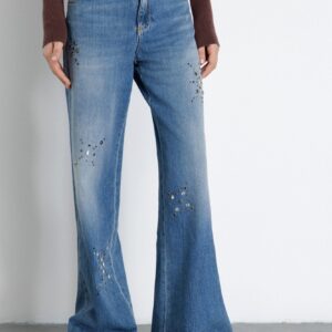 Jeans con borchie wide leg fit - Gaelle Paris