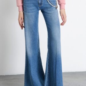 Jeans palazzo con catena gioiello - Gaelle Paris