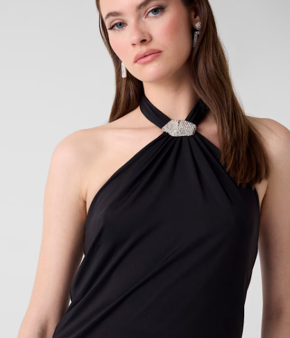 Top con scollo all'americana con dettaglio in strass 6RGP016262Z- MARCIANO - immagine 3