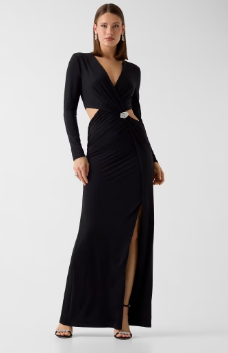 Abito lungo con nodo in strass e dettaglio cut out 6RGK006357A – MARCIANO