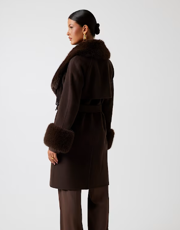 Cappotto lungo con frange ed eco pelliccia 5BGL467125A - MARCIANO - immagine 4