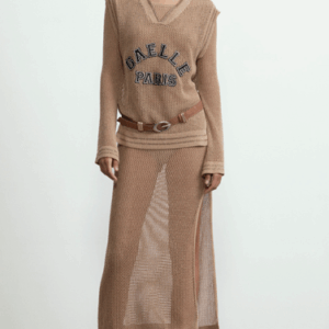 Abito lungo con spacco a rete lurex - Gaelle Paris