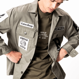 Giacca camicia con patch M8497A.000.85194 010- Replay