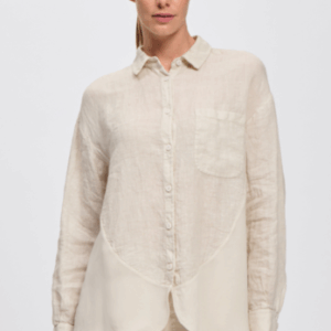 Camicia in lino con inserti in viscosa CE143 - Transit Par Such