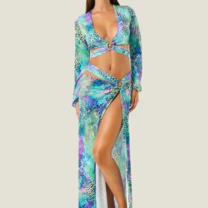 Gonna lunga con spacco anello patch animalier 126WBWBK5874 - 4Giveness