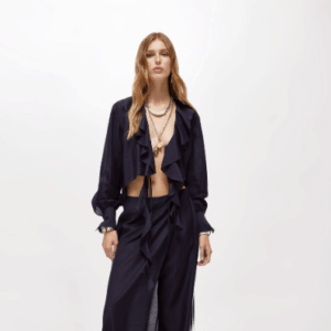 Blusa Cropped in lyocell con rouches RA6099-T486A - Blugirl