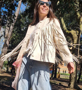 Giacca in Pelle con Frange RA6028-P0356 - Blugirl