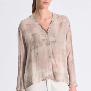 Camicia over con scollo a v in georgette di viscosa stampata CS281 - Transit Par Such