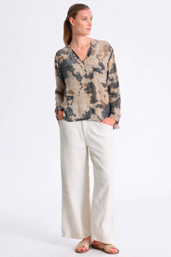 Camicia over con scollo a v in georgette di viscosa stampata CS281 - Transit Par Such - immagine 8