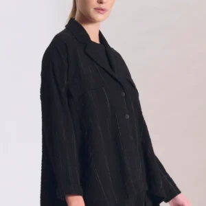 Giacca over in gessato di cotone e viscosa leggermente goffrato CB112 - Transit Par Such