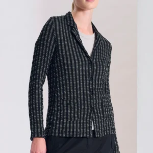 Giacca slim fit di maglia in misto viscosa e lino con effetto quadro C11460 - Transit Par Such