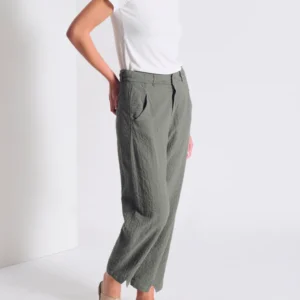 Pantalone comfort fit in gessato di cotone e viscosa goffrato CB115 - Transit Par Such