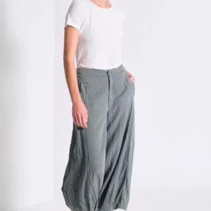 Pantalone cropped gamba larga in misto seta CV314 - Transit Par Such
