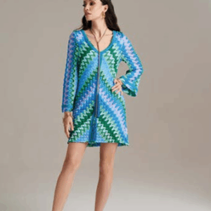 Abito corto con manica a campana in tessuto rachel - PHO Firenze