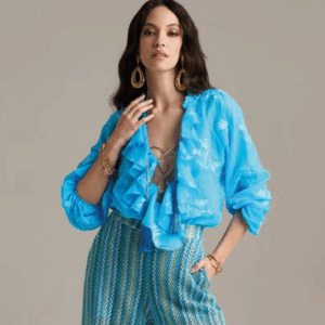 Camicia con rouches in seta vegetale- PHO Firenze