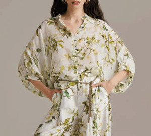 Camicia over fit stampata in misto cotone e seta - PHO Firenze