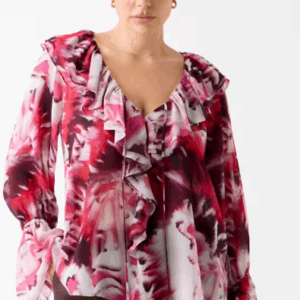 Blusa stampa floreale con volant in viscosa G6GH04W2385 - MARCIANO