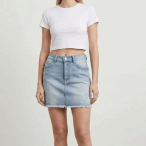 Gonna in denim con orlo sfrangiato M12 T4L955  - Met