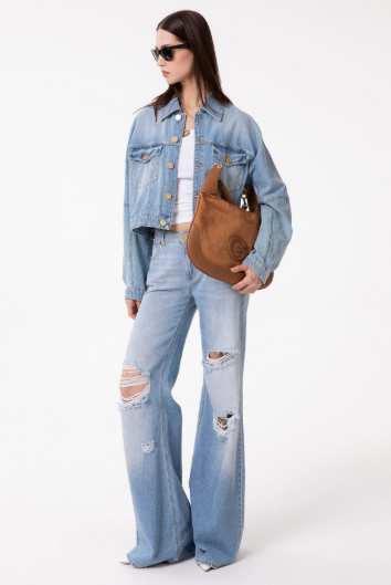 Pantalone In Denim Wide Leg Regular GAABW09509- Gaelle Paris - immagine 4