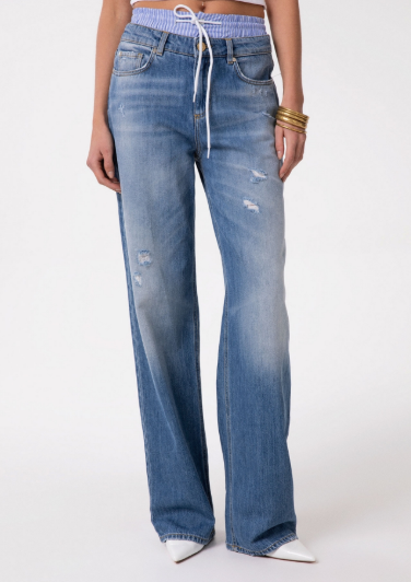 Pantalone In Denim Wide Leg Regular GAABW09514- Gaelle Paris - immagine 2