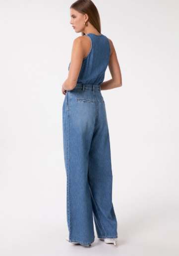 Tuta In Denim Con Scollatura Incrociata GAABW09529- Gaelle Paris - immagine 5