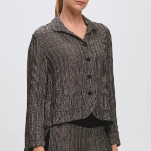 Giacca over fit di maglia in misto viscosa e lino con effetto riga C10451 - Transit Par Such