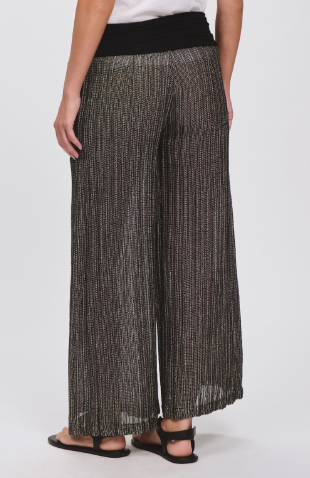 Pantalone wide leg di maglia in misto viscosa e lino con effetto riga C10454 - Transit Par Such - immagine 4
