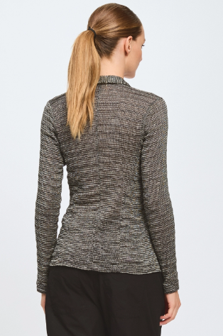 Giacca slim fit di maglia in misto viscosa e lino con effetto riga C10450 - Transit Par Such - immagine 3