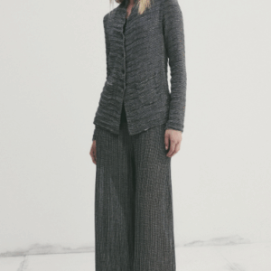 Pantalone wide leg di maglia in misto viscosa e lino con effetto riga C10454 - Transit Par Such