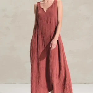 Abito lungo smanicato con tasche in misto viscosa H173 - Transit Par Such