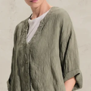 Camicia ampia manica 3/4 con risvolto in misto viscosa H171 - Transit Par Such