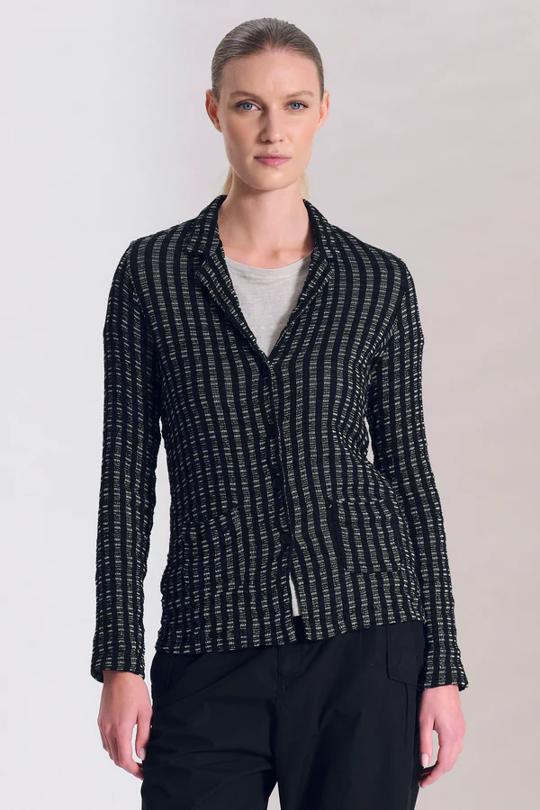 Giacca slim fit di maglia in misto viscosa e lino con effetto quadro C11460 - Transit Par Such - immagine 2
