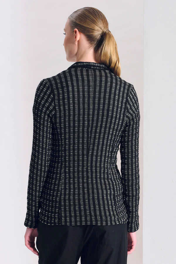 Giacca slim fit di maglia in misto viscosa e lino con effetto quadro C11460 - Transit Par Such - immagine 3
