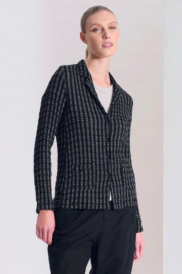 Giacca slim fit di maglia in misto viscosa e lino con effetto quadro C11460 – Transit Par Such
