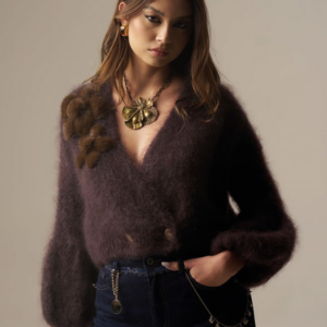 Cardigan over crop con fiori in ecofur 4326019 - PHO Firenze