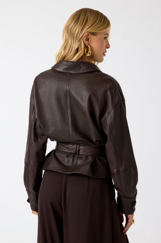 Giacca in vera pelle con cintura G6YL02L0109 - MARCIANO - immagine 8