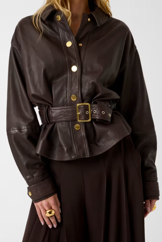 Giacca in vera pelle con cintura G6YL02L0109 - MARCIANO - immagine 9
