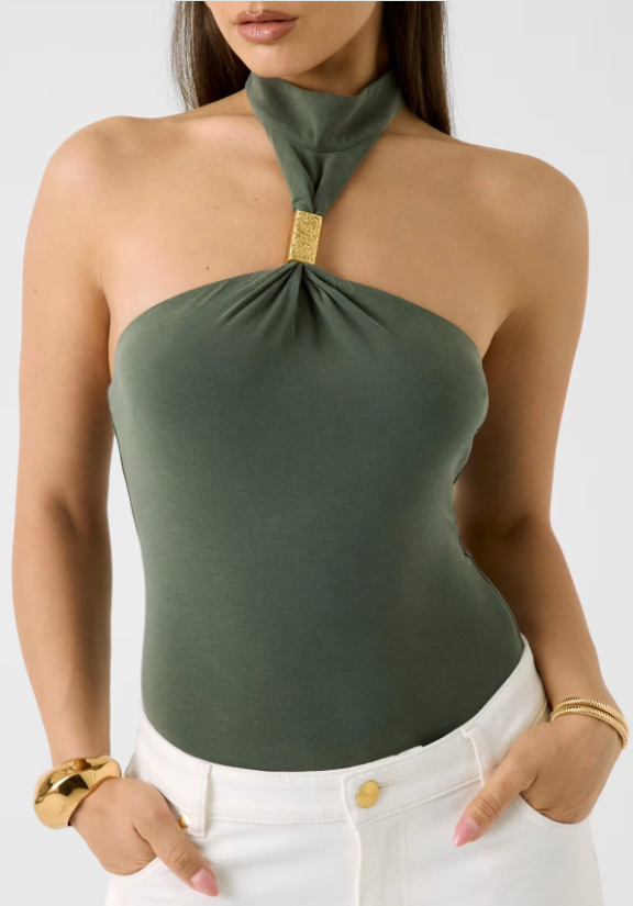 Body con scollo all'americana e accessorio gioiello G6YP07 K4644 - MARCIANO - immagine 4