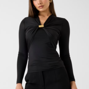 Top manica lunga con accessorio gioiello G6YP05 K5118 - MARCIANO